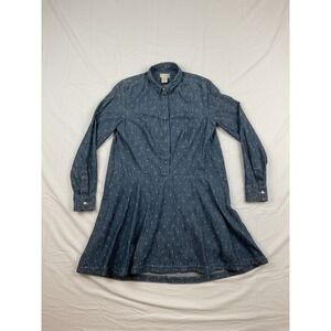 Levis Denim Shirt Dress Womens Medium Chambray Button Up Western‎ Cottagecore